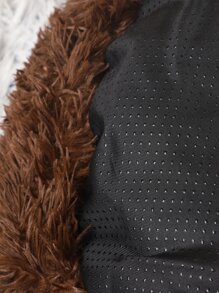 1pc Solid Plush Pet Bed - Coffee Brown - View 5
