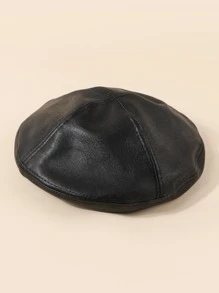 Minimalist Solid Beret - Black - View 1