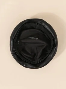 Minimalist Solid Beret - Black - View 3
