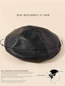 Minimalist Solid Beret - Black - View 4