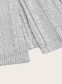 SHEIN EZwear Split Thigh Rib-knit Cami Dress - Light Grey - View 4