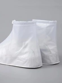 1pair Plastic Waterproof Rain Boots Cover - White - View 5