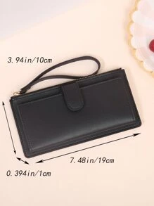 Minimalist Long Wallet With Wristlet Checkbook Cover Slim Portable Money Cash White-Collar Workers For Female For Women College Work Business Commute Office For Anniversary For Birthday Gift On Valentine Day Phone Purse Business Casual Wristlet Wallet Back To School Supplies