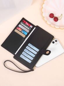 Minimalist Long Wallet With Wristlet Checkbook Cover Slim Portable Money Cash White-Collar Workers For Female For Women College Work Business Commute Office For Anniversary For Birthday Gift On Valentine Day Phone Purse Business Casual Wristlet Wallet Back To School Supplies