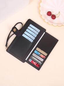 Minimalist Long Wallet With Wristlet Checkbook Cover Slim Portable Money Cash White-Collar Workers For Female For Women College Work Business Commute Office For Anniversary For Birthday Gift On Valentine Day Phone Purse Business Casual Wristlet Wallet Back To School Supplies
