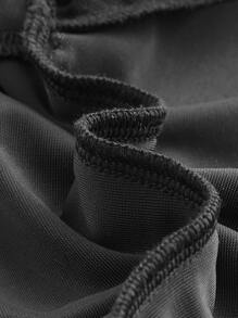 SHEIN MOD Contrast Mesh Lettuce Trim Velvet Tee - Black - View 5