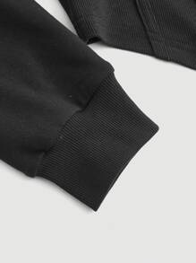 SHEIN MOD Hook And Eye Hoodie - Black - View 5