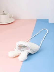 1 件可爱毛绒迷你斜挎包 - 可爱动物卡通设计，轻巧柔软，兔子和熊形状 - 完美的礼物