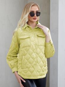 ZIAI 翻蓋口袋絎縫外套 - 青檸色 - 查看 1