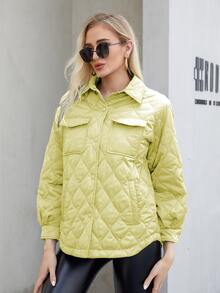 ZIAI 翻蓋口袋絎縫外套 - 青檸色 - 查看 3