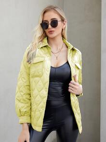 ZIAI 翻蓋口袋絎縫外套 - 青檸色 - 查看 4