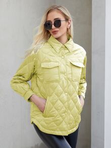 ZIAI 翻蓋口袋絎縫外套 - 青檸色 - 查看 5