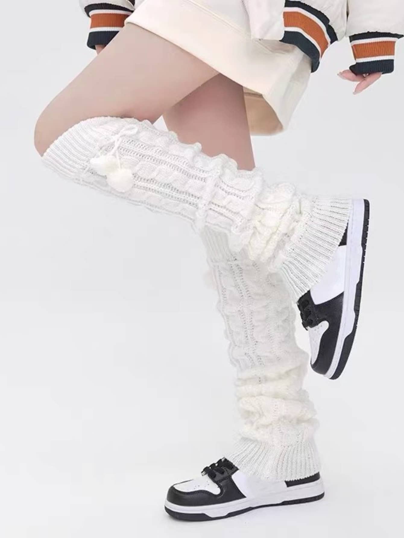 ROMWE Pom Pom Decor Leg Warmers SHEIN USA