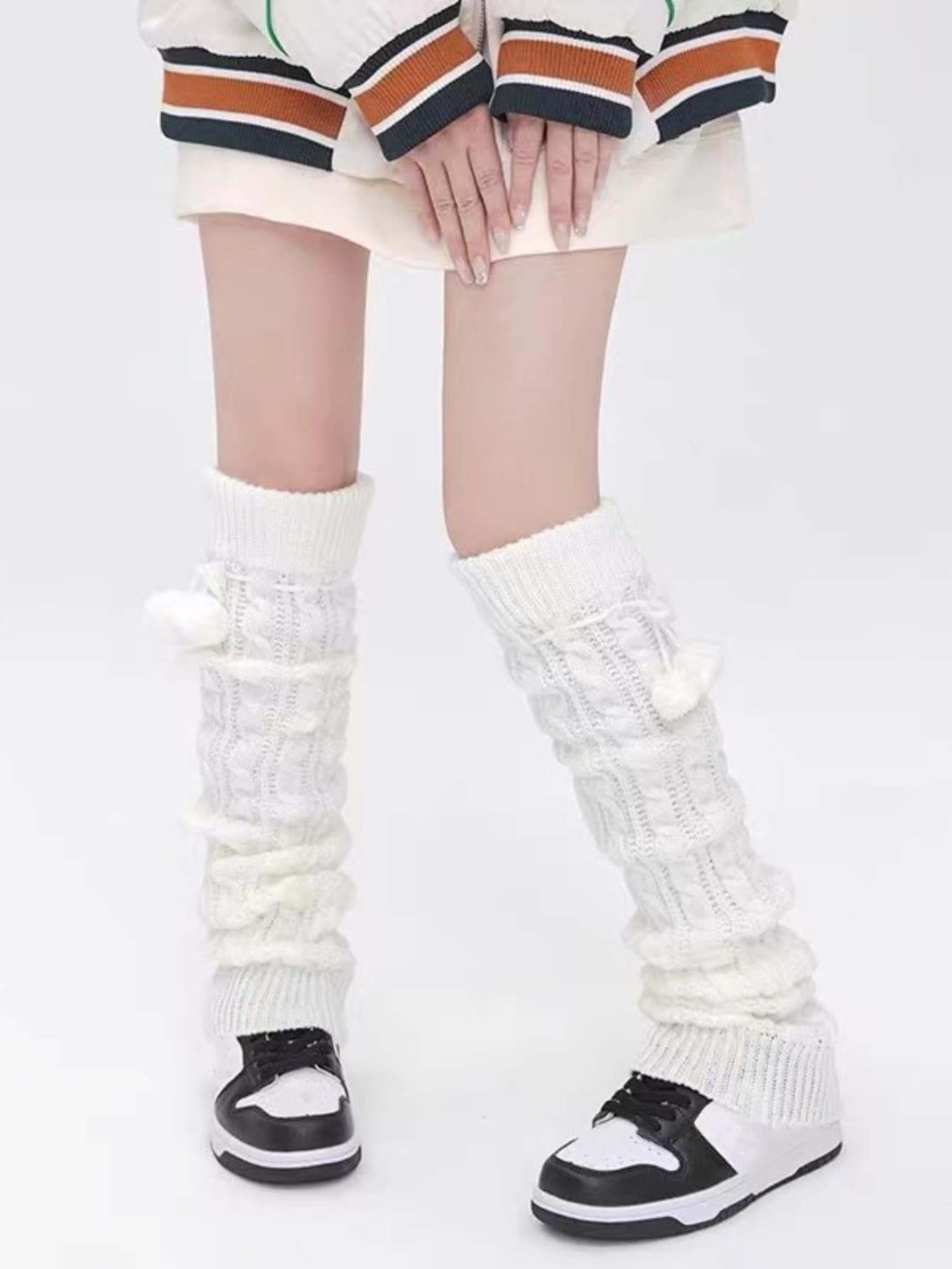 ROMWE Pom Pom Decor Leg Warmers SHEIN USA
