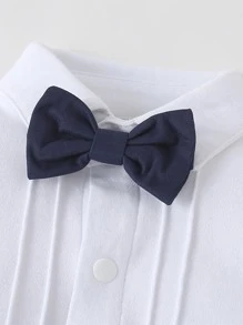 男嬰前蝴蝶結襯衫和褲子和青果領外套 - 彩色 - 查看 3