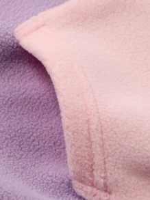 YINGZIFANG Toddler Girls Colourblock Raglan Sleeve Zipper Up Hooded Fleece Jacket - Multicolor - View 3