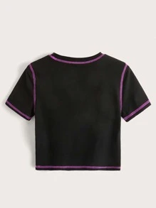 Stevenrhodes Stitching Trim Cartoon Graphic Tee - Black - View 2