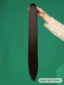 Natural Long Straight Ponytail Synthetic Hair Extension - Brown - View 2