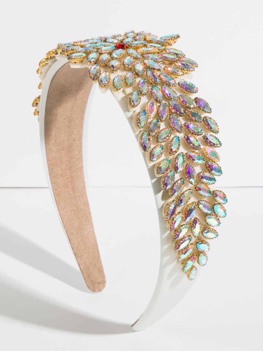 Cubic Zirconia Decor Headband - White - View 1