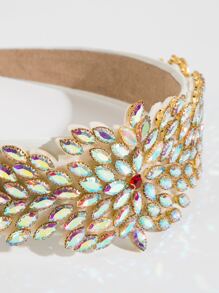 Cubic Zirconia Decor Headband - White - View 3