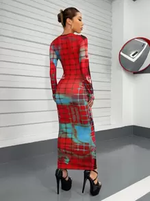 SHEIN ICON 身體地圖圖案緊身洋裝 - 彩色 - 查看 2