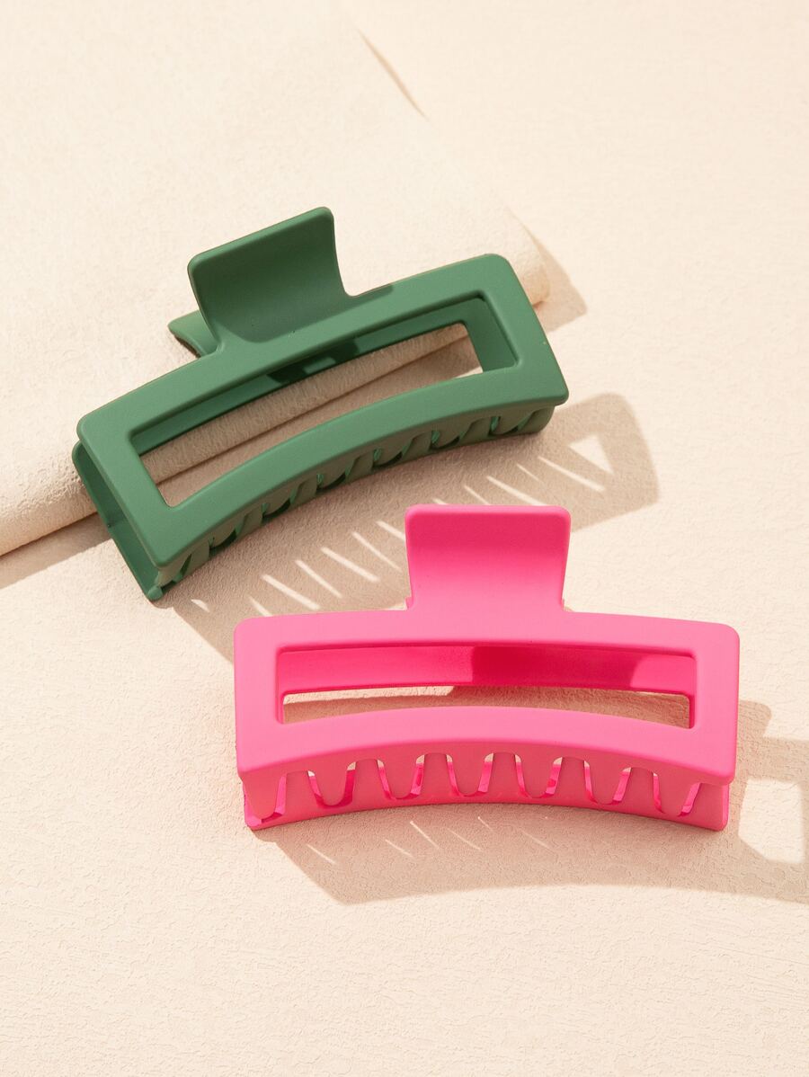 2pcs Rectangle Hair Claw - Multicolor - View 1