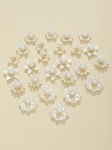 25 chiếc phụ kiện tóc đính đá và ngọc trai giả DIY dễ thương cho ngày lễ tình nhân - trắng - Xem 1