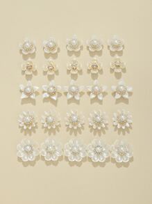 25 chiếc phụ kiện tóc đính đá và ngọc trai giả DIY dễ thương cho ngày lễ tình nhân - trắng - Xem 2