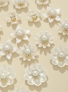 25 chiếc phụ kiện tóc đính đá và ngọc trai giả DIY dễ thương cho ngày lễ tình nhân - trắng - Xem 5