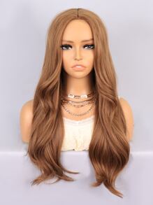 Long Body Wave Synthetic Wig - Light Brown - View 1