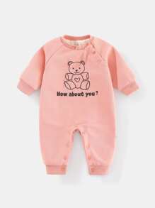 Peninsula Baby 嬰兒女孩圖案搖粒絨連身褲,冬天休閒風格