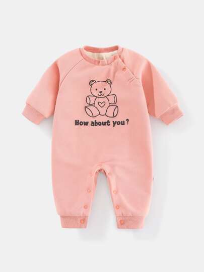 Peninsula Baby 嬰兒女孩圖案搖粒絨連身褲,冬天休閒風格