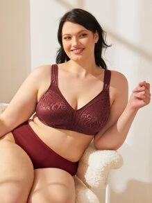 Wingslove 大码无钢圈软杯文胸 - 舒适全罩杯文胸，宽肩带设计，适合日常穿着