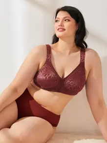 Wingslove 大码无钢圈软杯文胸 - 舒适全罩杯文胸，宽肩带设计，适合日常穿着