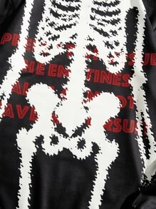 ROMWE MEN Guys Skeleton Print Sweatshirt - Black - View 3