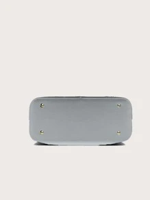 Yogodlns 静谧奢华纯色荔枝纹压花顶部提手包，母亲节礼物，适合妈妈、女性、新秀和白领人士、教师礼物、女士、商务/通勤/工作/办公室女性、节日/度假/假日 - 灰色 - 查看 6