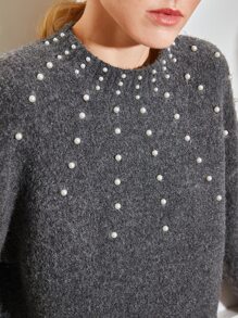 MOTF PREMIUM WOOL-MIX BALLOON SLEEVE JUMPER - Dark Grey - View 3