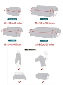 1入組軟毛織物沙發套 - 藍色 - 查看 3