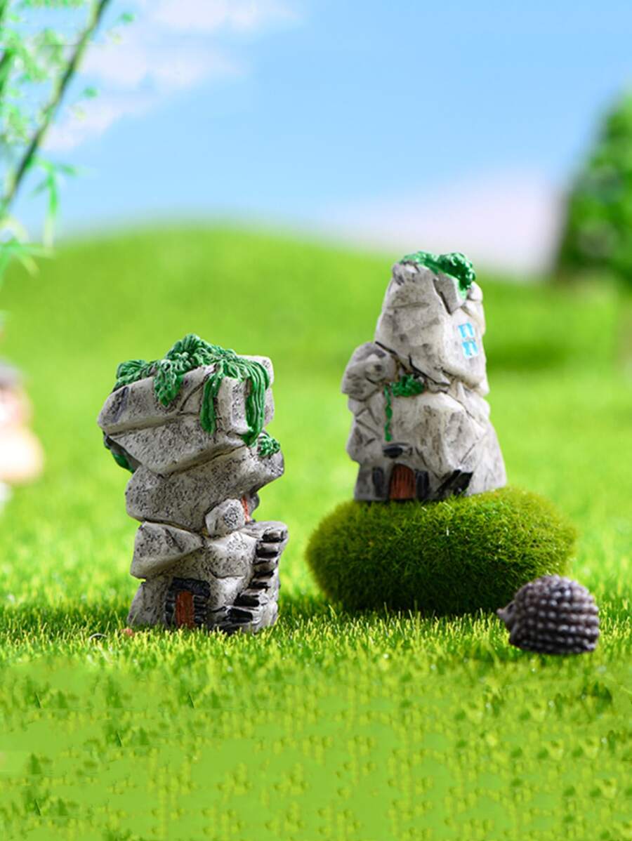 1 pieza Artesanía de decoración de jardín casa al azar - Gris - Ver 1