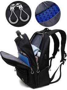 coolbell Mochila de viaje con bordado de letras para hombre de 18,4 pulgadas, resistente al agua de gran capacidad con puerto de carga USB - Negro - Ver 2