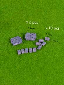 12pcs Brick Design Garden Decoration Craft - Grey - View 4