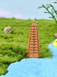 1pc Tower Design Garden Decoration Craft - Gold - View 2