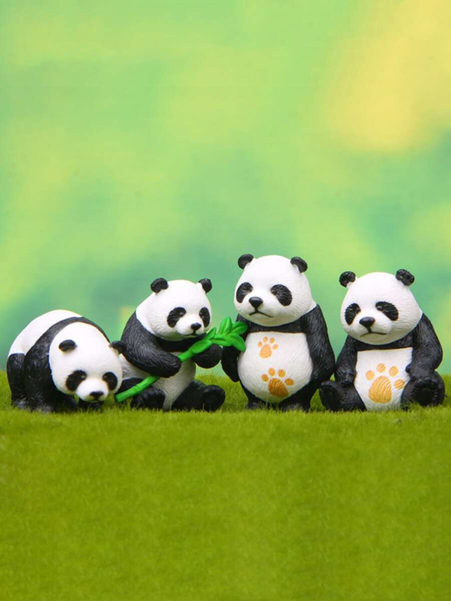 4入組熊貓設計園林裝飾擺件