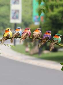 1/6/12入組模擬多彩鳥，帶真羽毛戶外花園裝飾，隨機搭配 - 彩色 - 查看 7