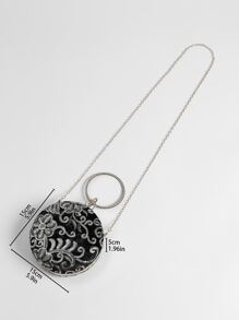 Mini Sequin Flower Decor Circle Bag - Black - View 2