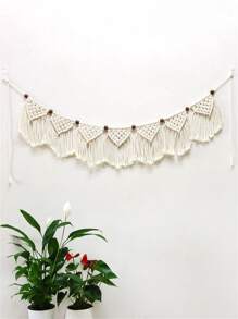 1入組珠子裝飾編織流蘇壁掛 - 米色 - 查看 8