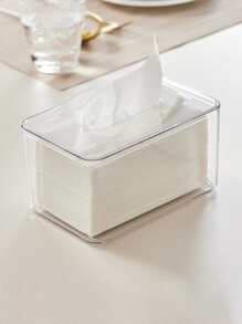 1pc Transparent Long Desktop Tissue Box, Suitable For Wet Wipes And Facial Tissues Storage, Bathroom, Bedroom, Living Room And Kitchen Tissue Dispenser; 1pc Diamond Shaped Cream Vase, Home Decor Flower Holder, For Artificial Flowers, Fresh Flowers, Dried Flowers Storage - Multicolor - View 5