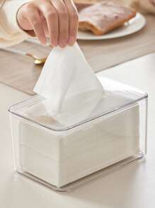 1pc Transparent Long Desktop Tissue Box, Suitable For Wet Wipes And Facial Tissues Storage, Bathroom, Bedroom, Living Room And Kitchen Tissue Dispenser; 1pc Diamond Shaped Cream Vase, Home Decor Flower Holder, For Artificial Flowers, Fresh Flowers, Dried Flowers Storage - Multicolor - View 6