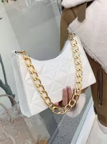 Lightweight,Business Casual Quilted Chain Bag For Teen Girls Women College Students,Rookies & White-Collar Workers Perfect For Office,College,Work ,Business,Commute,Outdoors, Travel, Outings - White - View 1