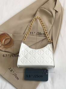 Lightweight,Business Casual Quilted Chain Bag For Teen Girls Women College Students,Rookies & White-Collar Workers Perfect For Office,College,Work ,Business,Commute,Outdoors, Travel, Outings - White - View 3